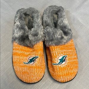 Women’s Miami Dolphins Orange and Gray Slippers J-332